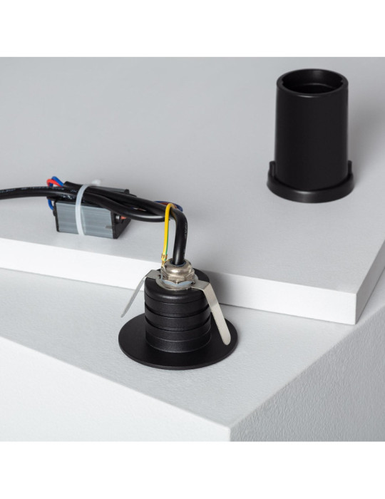 Balise LED Extérieure 2W Encastrable au Mur Ronde Guell Noire