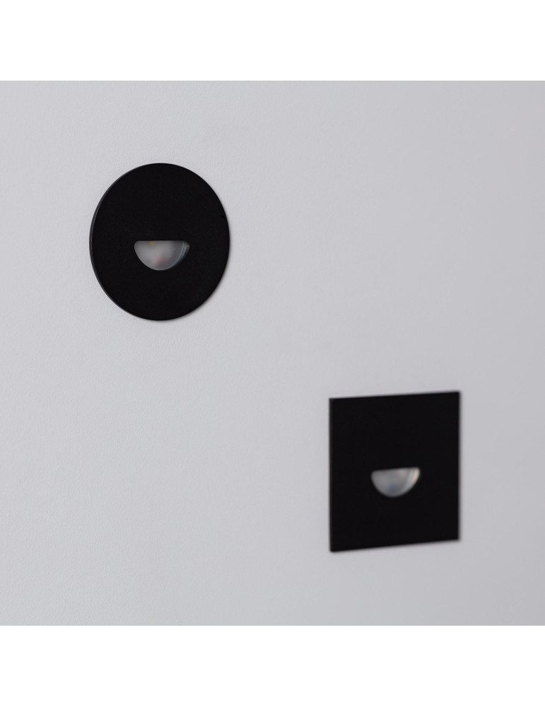 Balise LED Extérieure 2W Encastrable au Mur Ronde Guell Noire