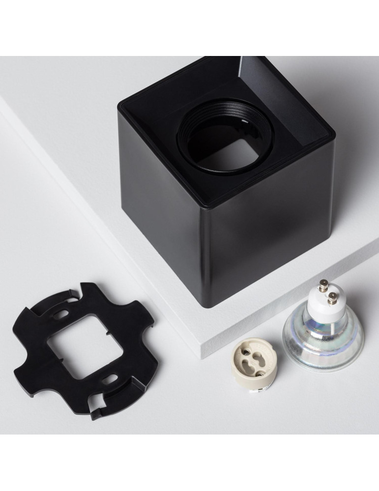 Plafonnier Space Carré Noir avec Ampoule GU10