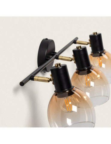 Applique Murale Métal et Verre Abiel 3 Spots