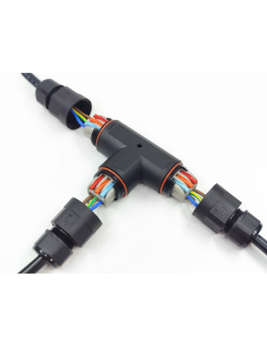 Connecteur de Câble Étanche 3 Contacts Type T avec Connecteur Rapide 0.5mm²- 2.5mm² IP68