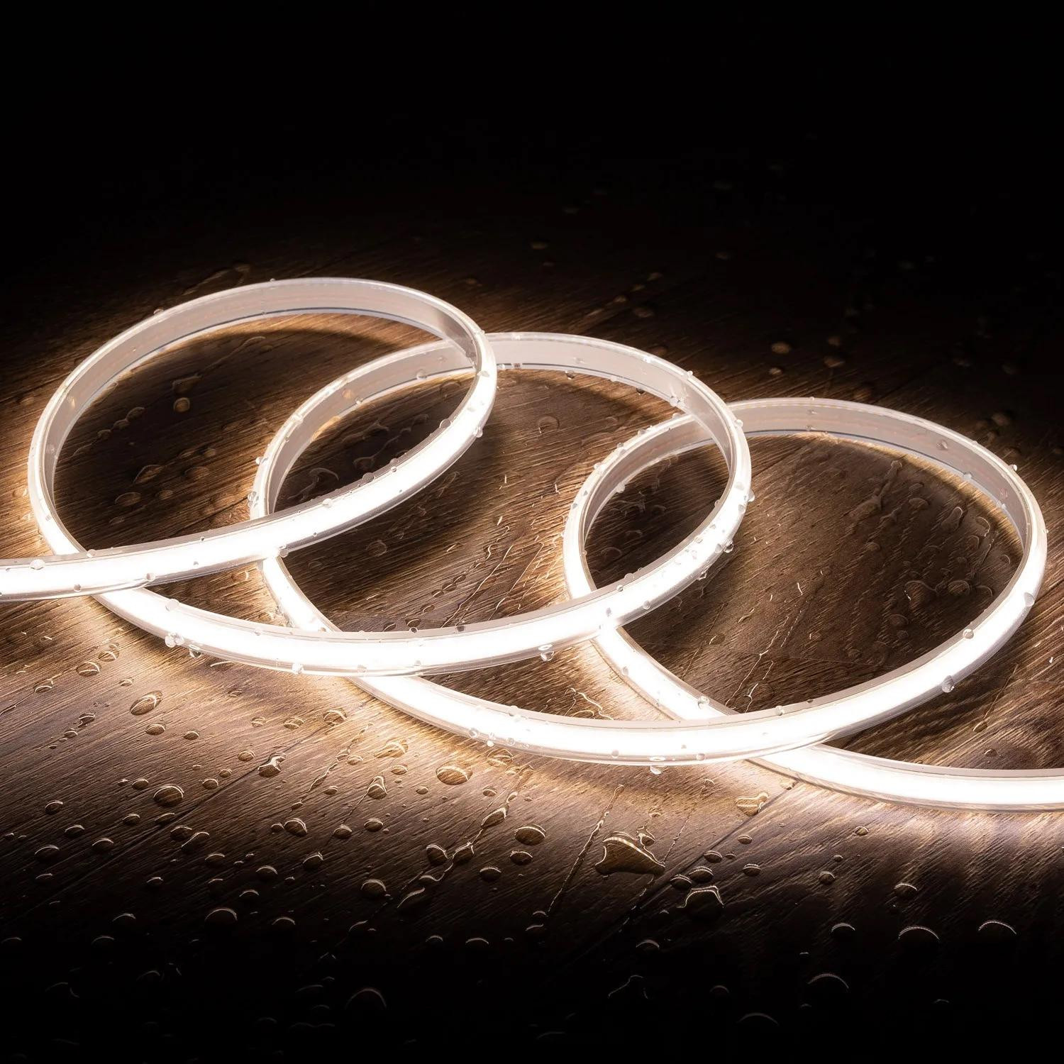 Ruban LED Dimmable 220V COB Auto-redressement 320LED/m 720 lm/m Largeur 12 mm IP65 coupe 50 cm 15 m Blanc neutre 4000K