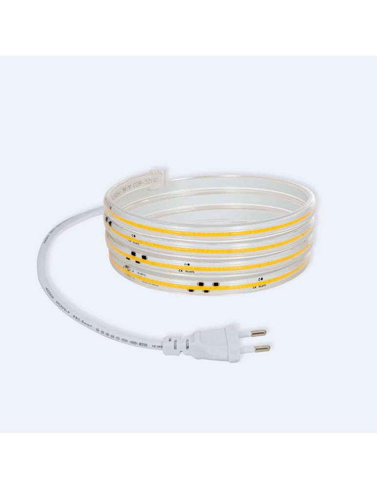 Ruban LED Dimmable 220V COB Auto-redressement 320 LED/m 720 lm/m Largeur 12 mm IP65 coupe 50 cm sur mesure