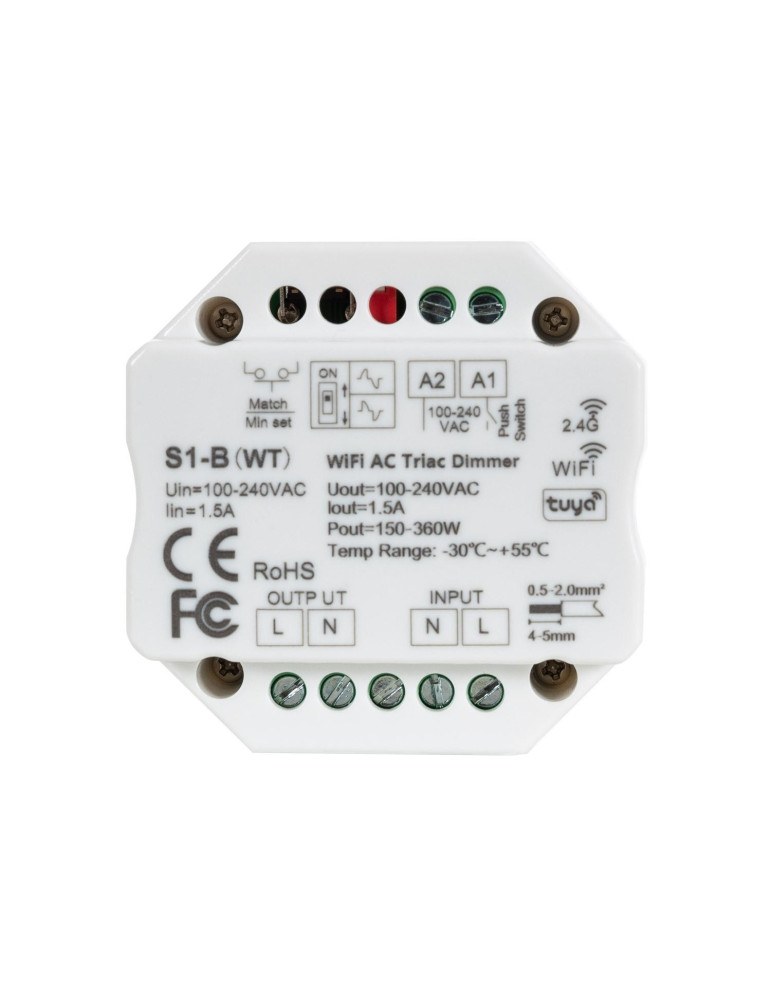 Module de Variation LED WiFi Triac RF Compatible Bouton-Poussoir