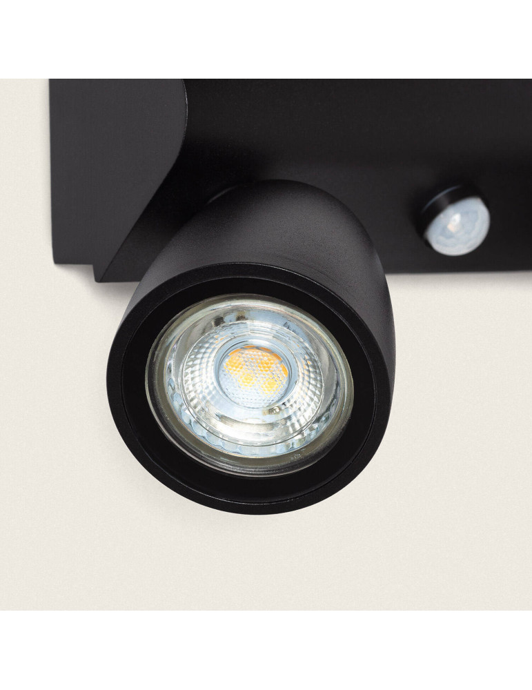 Applique Murale Extérieure Aluminium avec Détecteur de Mouvement Abel Large Deux Spots