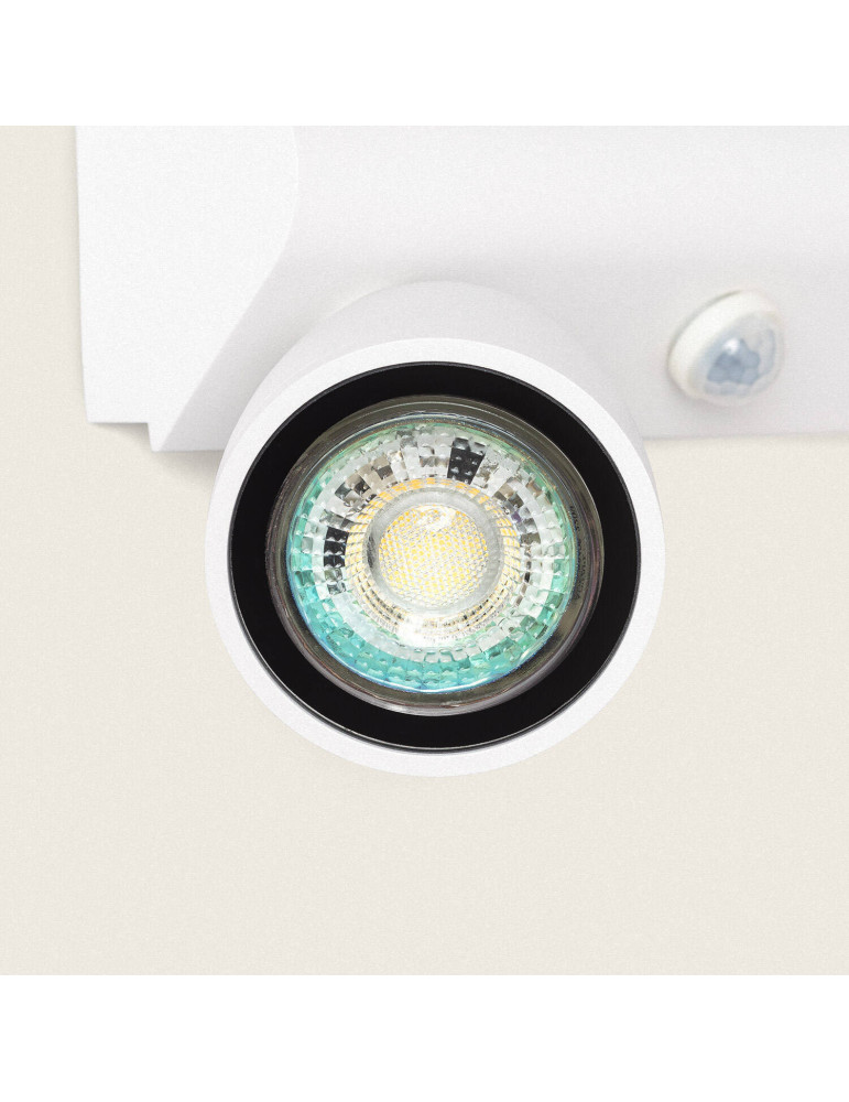 Applique Murale Extérieure Aluminium avec Détecteur de Mouvement Abel Large Deux Spots