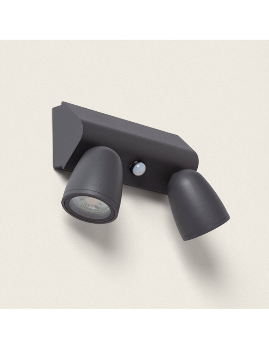 Applique Murale Extérieure Aluminium avec Détecteur de Mouvement Abel Large Deux Spots Applique Murale Extérieure Aluminium avec Détecteur de Mouvement Abel Large Deux Spots