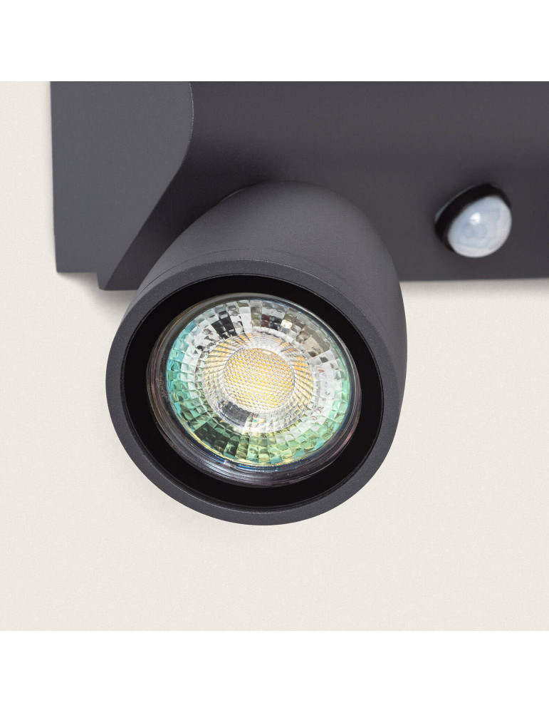 Applique Murale Extérieure Aluminium avec Détecteur de Mouvement Abel Large Deux Spots