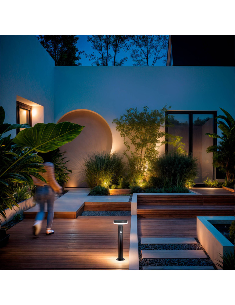 Balise Solaire Extérieure LED 6W en Saillie sur Pied 45cm avec Détecteur de Mouvement Helios Inox 304