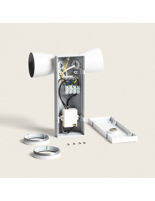 Applique Murale Extérieure Aluminium avec Détecteur de Mouvement Abel Deux Spots