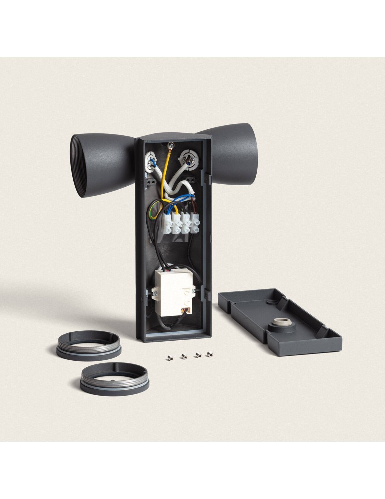 Applique Murale Extérieure Aluminium avec Détecteur de Mouvement Abel Deux Spots