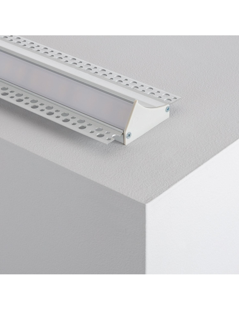 Profilé Aluminium Encastrable dans Plâtre / Placo avec Capot Continue pour Ruban LED jusqu'à 20mm