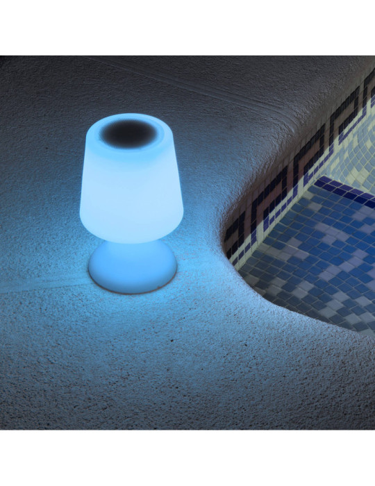 Lampe à Poser LED Extérieure Portative Uyoga RGBW avec Haut-Parleur Bluetooth et Batterie Rechargeable USB