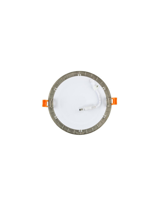 Dalle LED 12W Ronde Extra-Plate Cadre Coupe Ø 155 mm Argentée