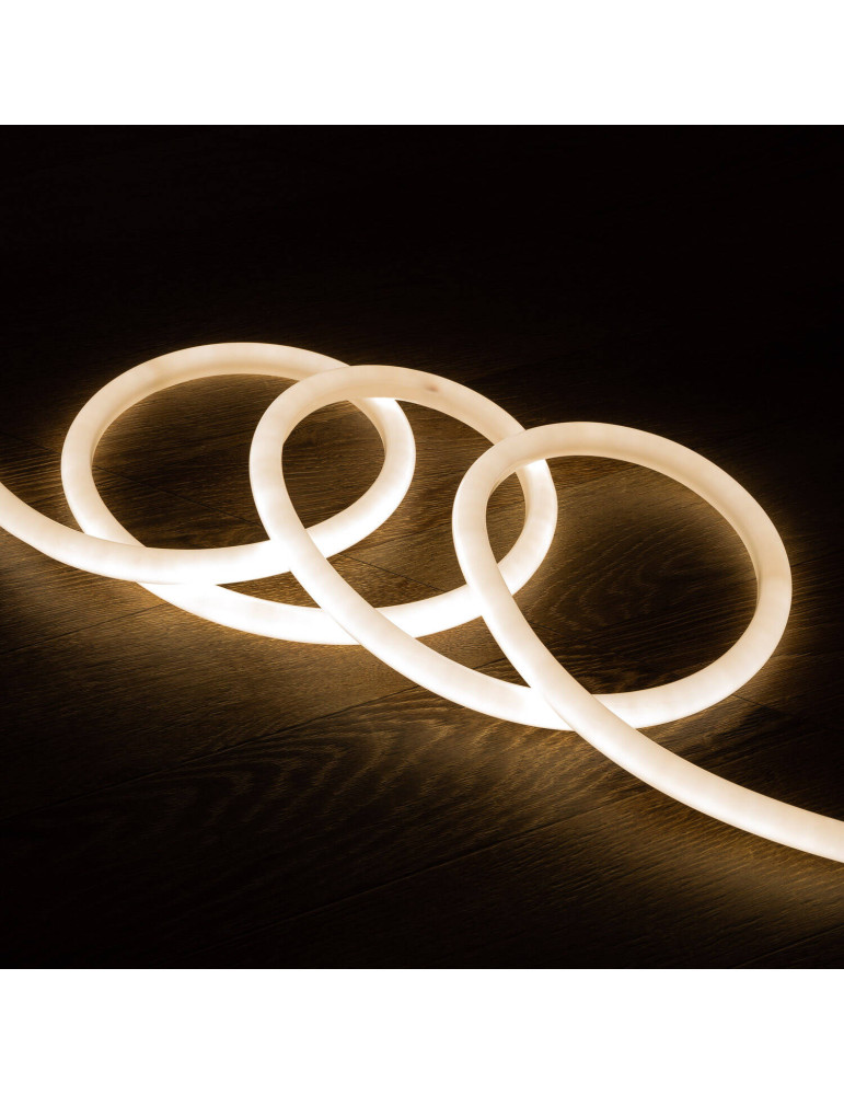 Bobine Néon LED Flexible 360º Rond Dimmable 220V AC 120LED/m IP67 Blanc Neutre 50 Mètres sur Mesure Coupe Tous les 100cm