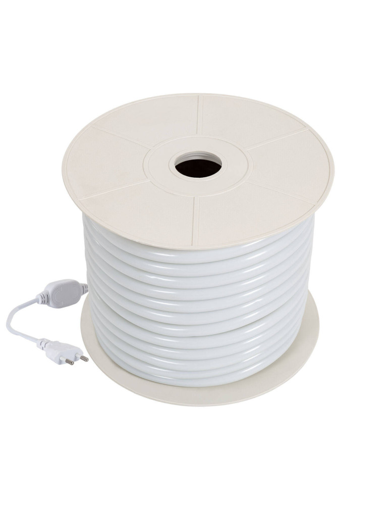 Bobine Néon LED Flexible 360º Rond Dimmable 220V AC 120LED/m IP67 Blanc Neutre 50 Mètres sur Mesure Coupe Tous les 100cm
