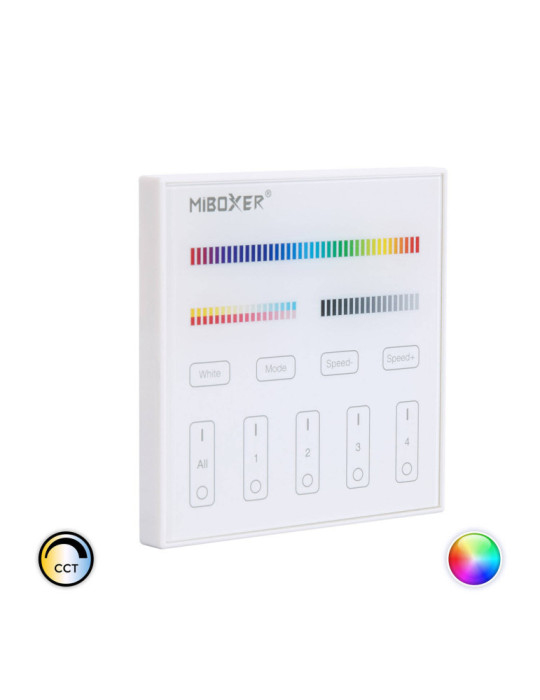 Télécommande Murale RF 220-240V AC pour Variateur LED RGBW+CCT 4 Zones RF MiBoxer T4