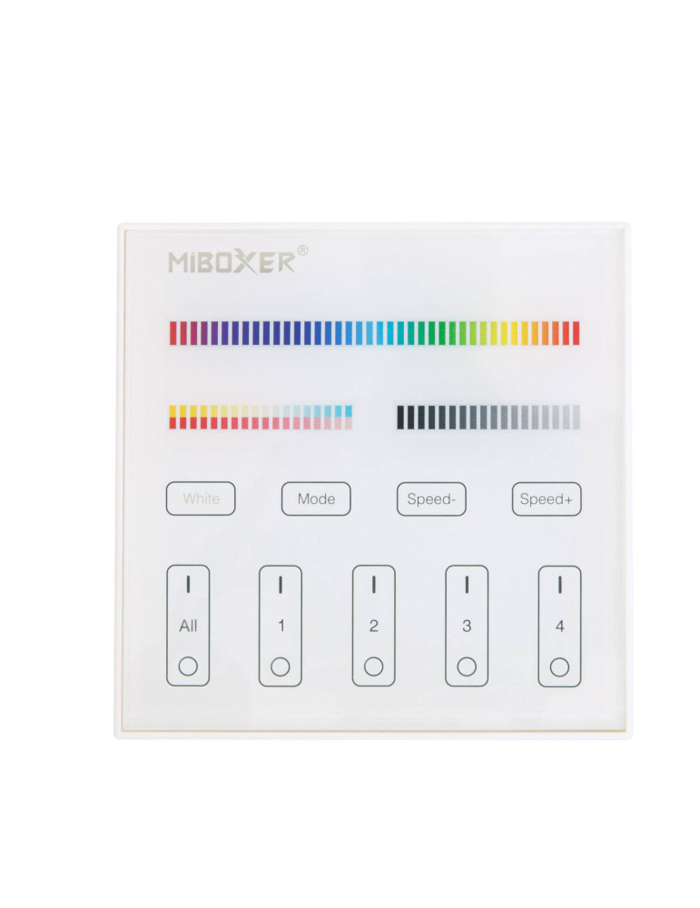 Télécommande Murale RF 220-240V AC pour Variateur LED RGBW+CCT 4 Zones RF MiBoxer T4
