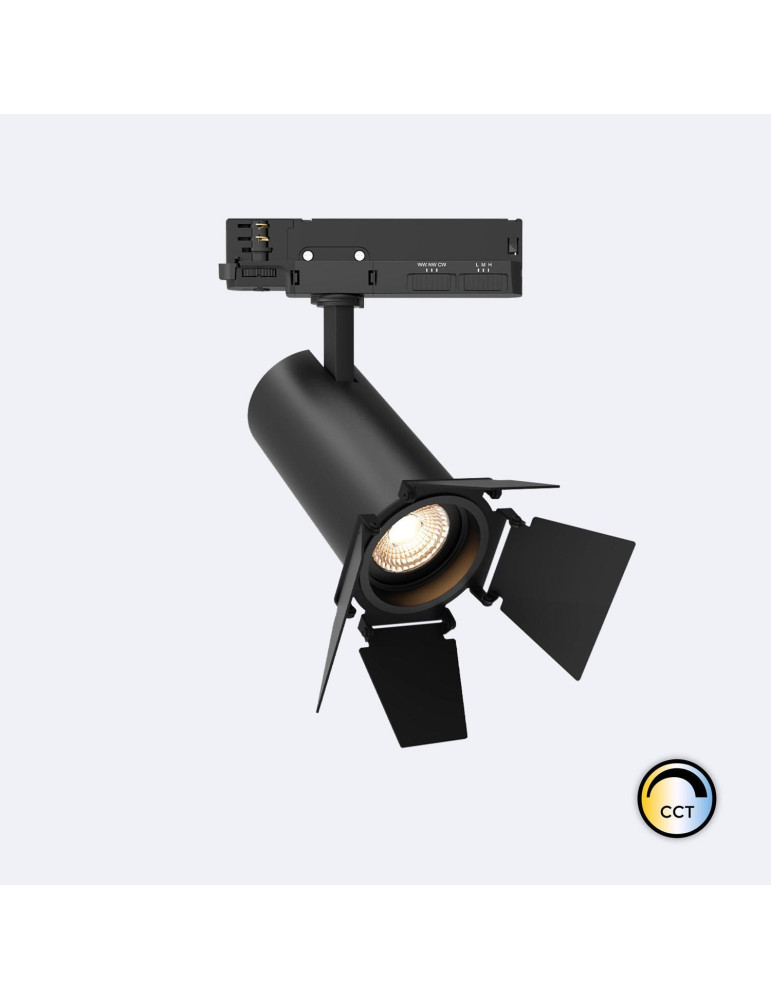 Spot LED Fasano Cinema 30W pour Rail Triphasé CCT Dimmable DALI Noir