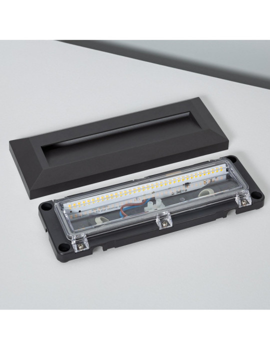 Balise LED Extérieure 2W En Saillie au Mur Rectangulaire Élide Noire