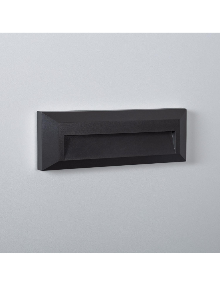 Balise LED Extérieure 2W En Saillie au Mur Rectangulaire Élide Noire