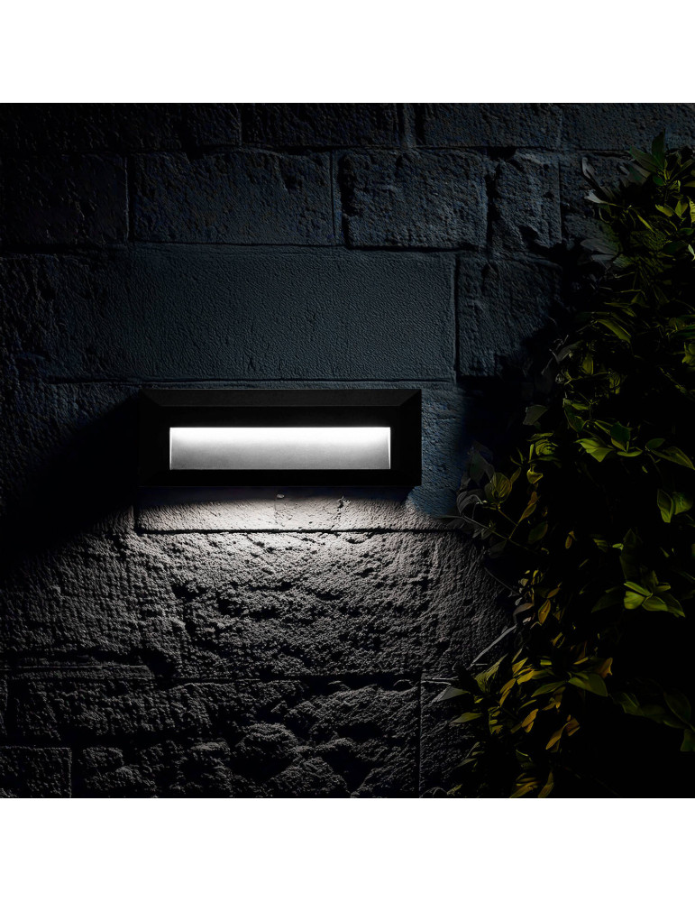 Balise LED Extérieure 2W En Saillie au Mur Rectangulaire Élide Noire