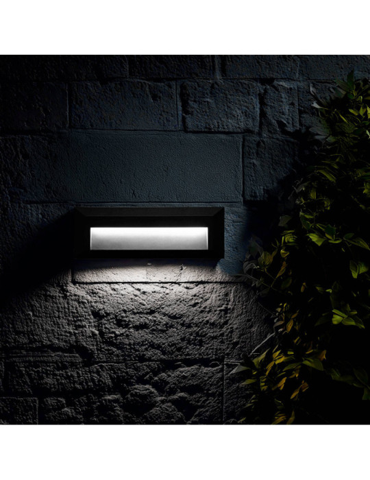 Balise LED Extérieure 2W En Saillie au Mur Rectangulaire Élide Noire