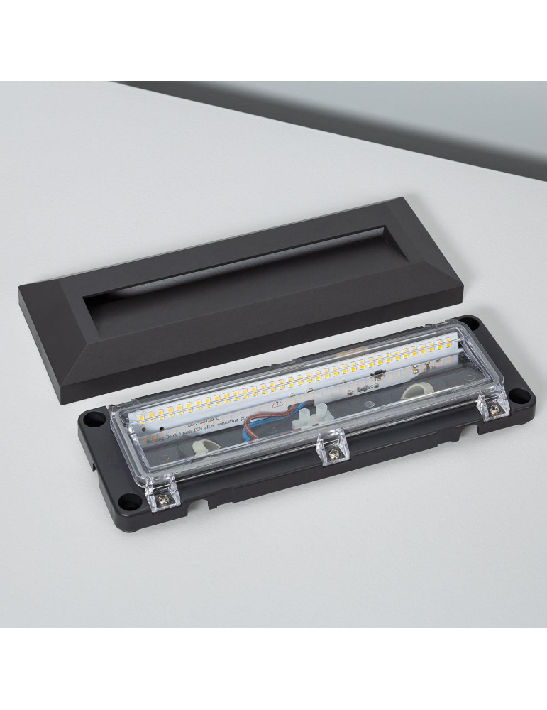 Balise LED Extérieure 2W En Saillie au Mur Rectangulaire Élide Noire