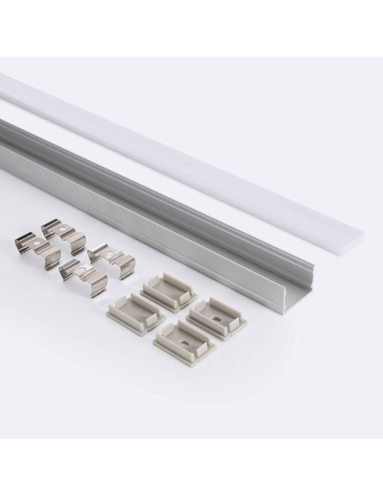 Profilé Aluminium en Saillie avec Capot Continu pour Double Ruban LED jusqu'à 22 mm