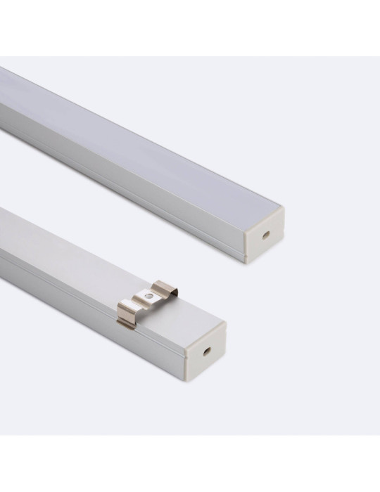 Profilé Aluminium en Saillie avec Capot Continu pour Double Ruban LED jusqu'à 22 mm