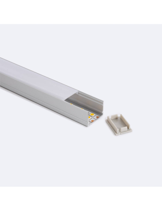 Profilé Aluminium en Saillie avec Capot Continu pour Double Ruban LED jusqu'à 22 mm