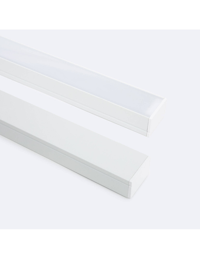 Profilé Aluminium en Saillie avec Capot Continu pour Double Ruban LED jusqu'à 22 mm