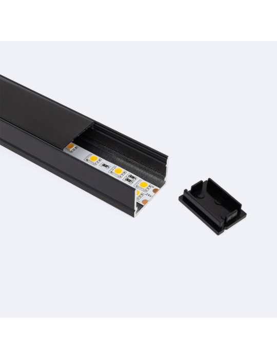 Profilé Aluminium en Saillie avec Capot Continu pour Double Ruban LED jusqu'à 22 mm