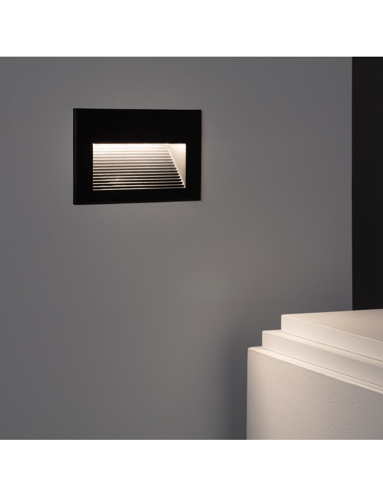 Baliza LED 2W Cuadrado de Aluminio Negro IP65 Goethe