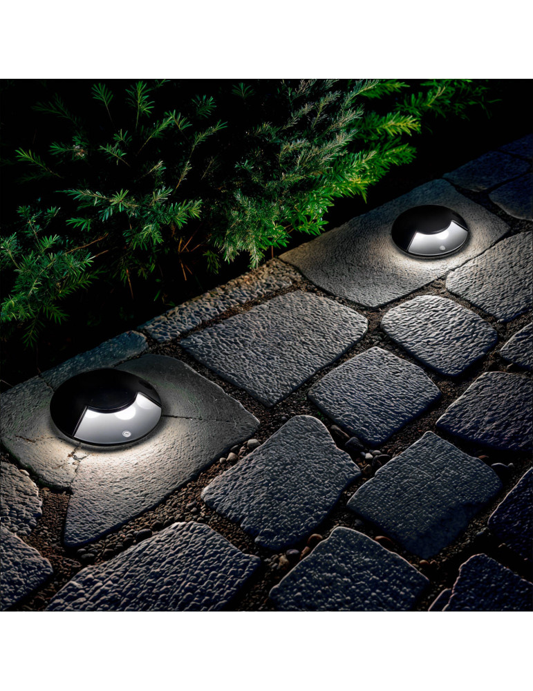 Balise Extérieure LED 3W Encastrable au Sol Gimsha 1L Noire