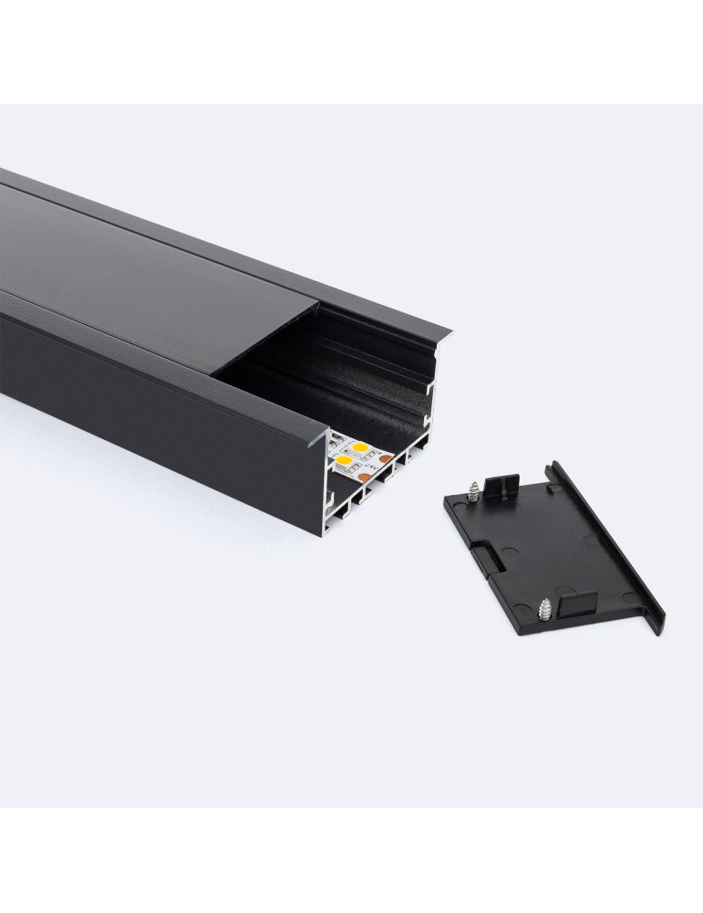 Profilé Aluminium Architectural Grand Format avec Capot Continu pour Rubans LED jusqu'à 40mm