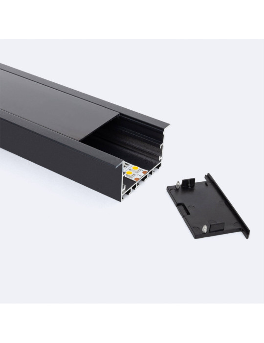 Profilé Aluminium Architectural Grand Format avec Capot Continu pour Rubans LED jusqu'à 40mm