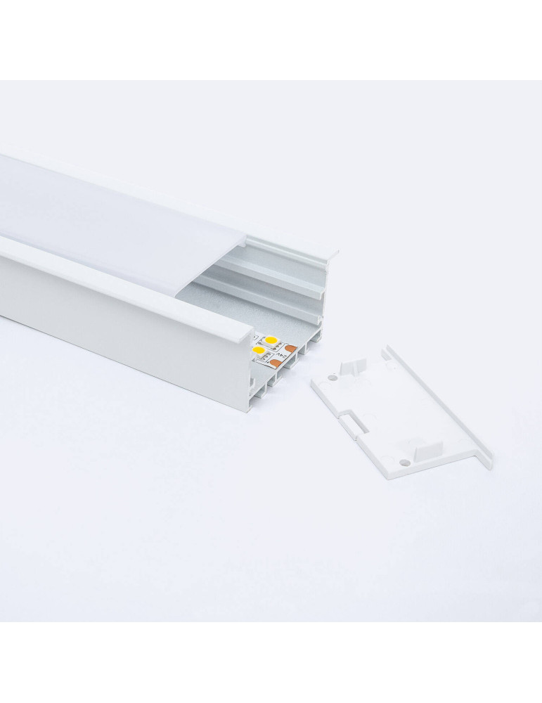 Profilé Aluminium Architectural Grand Format avec Capot Continu pour Rubans LED jusqu'à 40mm