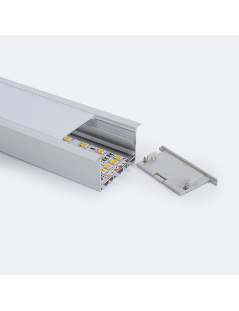 Profilé Aluminium Architectural Grand Format avec Capot Continu pour Rubans LED jusqu'à 40mm