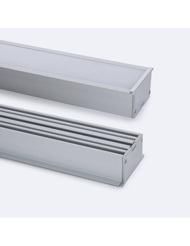 Profilé Aluminium Architectural Grand Format avec Capot Continu pour Rubans LED jusqu'à 40mm