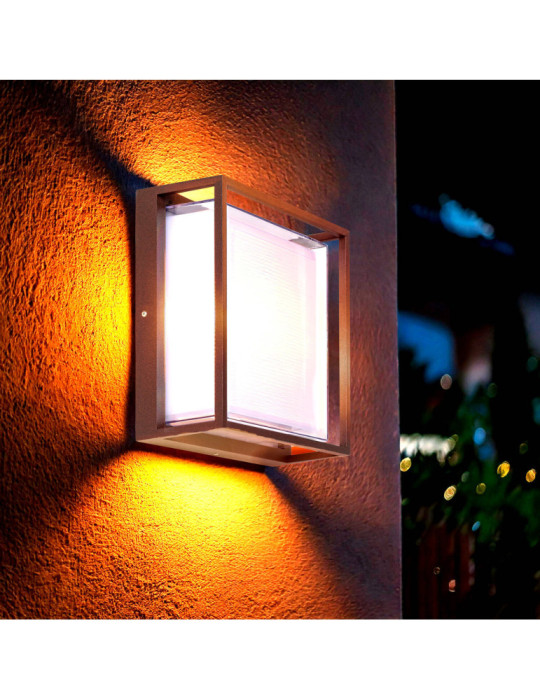 Applique murale extérieur LED à double diffuseur sélectionnable Arelien 20 W en aluminium CCT