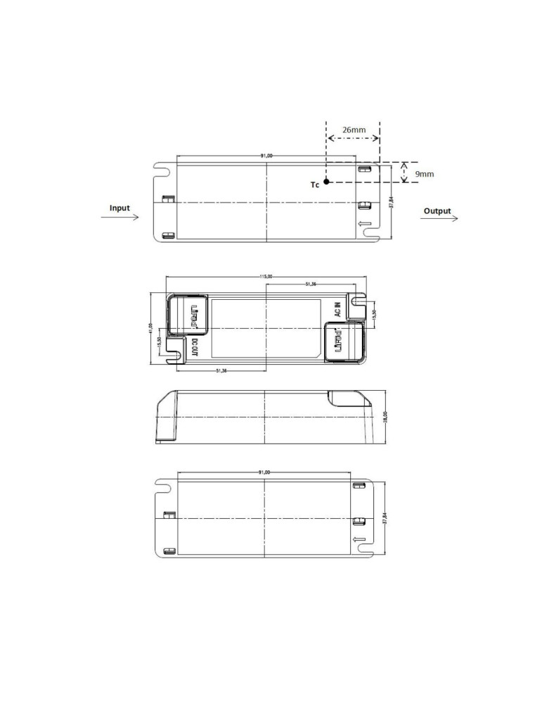 Driver LIFUD 220-240V Sortie 25-40V DC 450mA DC 18W LF-GIF022YA0450H