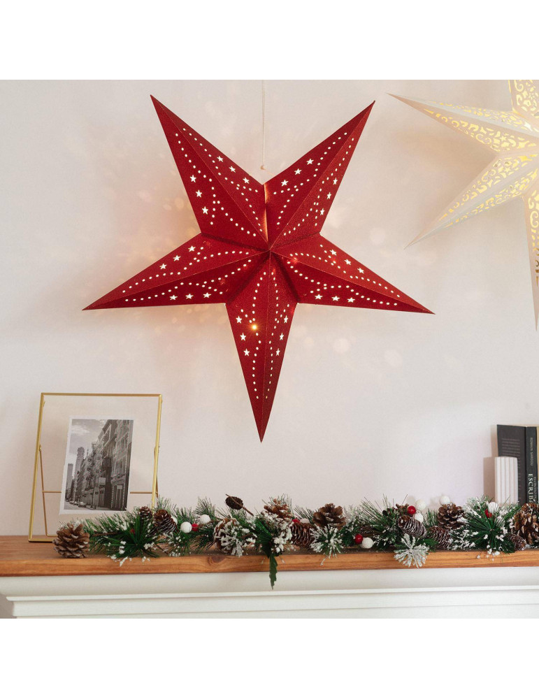Étoile LED Papier avec Piles Parilti