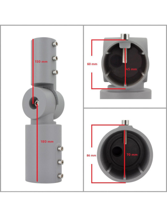 Bras sur Colonne Orientable 90º Ø60mm pour les Luminaires Éclairage Public Gris