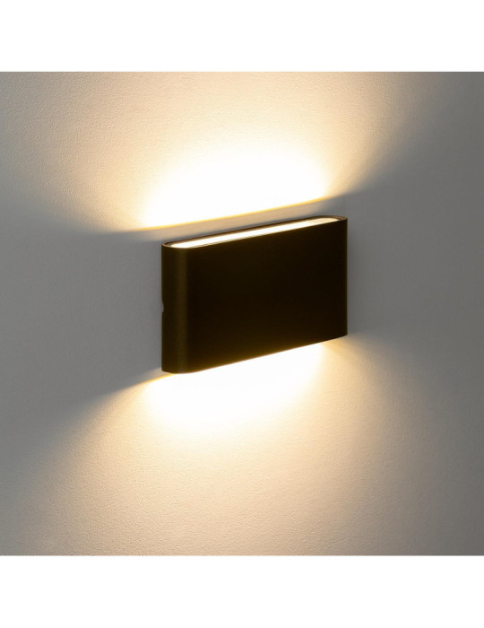 Applique Murale Extérieure LED 12W Aluminium Rectangulaire Éclairage Double Face Noire
