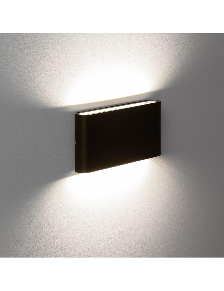 Applique Murale Extérieure LED 12W Aluminium Rectangulaire Éclairage Double Face Noire