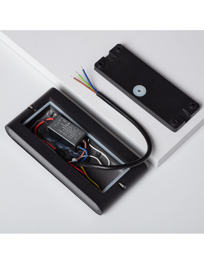 Applique Murale Extérieure LED 12W Aluminium Rectangulaire Éclairage Double Face Noire