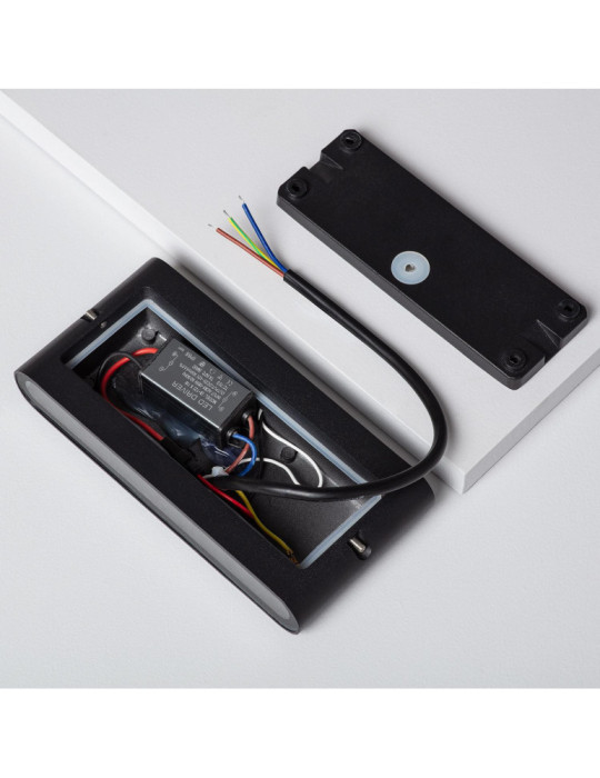 Applique Murale Extérieure LED 12W Aluminium Rectangulaire Éclairage Double Face Noire