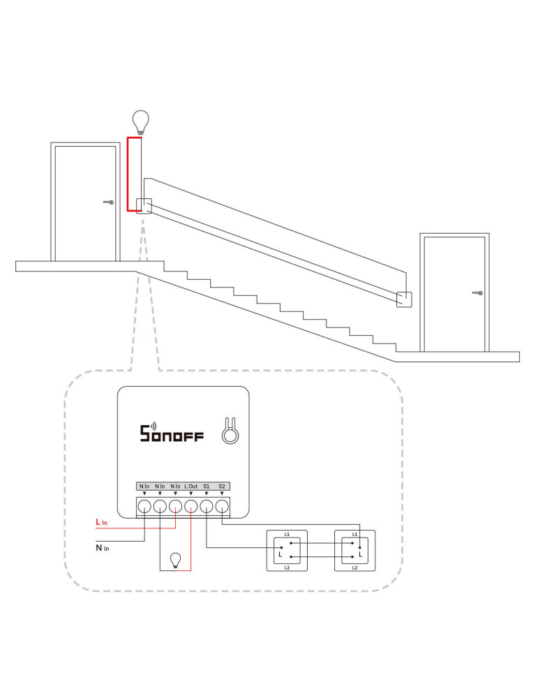 Interrupteur WiFi Compatible avec Interrupteur Conventionnel SONOFF Mini R2 10A
