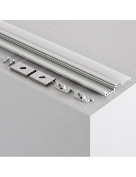 Profilé Aluminium Encastré 1m pour Rubans LED  jusqu'à 10mm